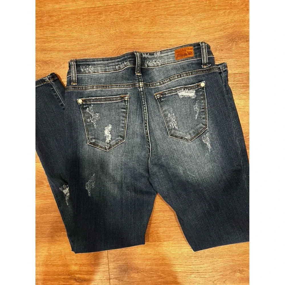 Judy Blue Leopard Print Patch Skinny Jeans size 9/29 - Picture 5 of 7